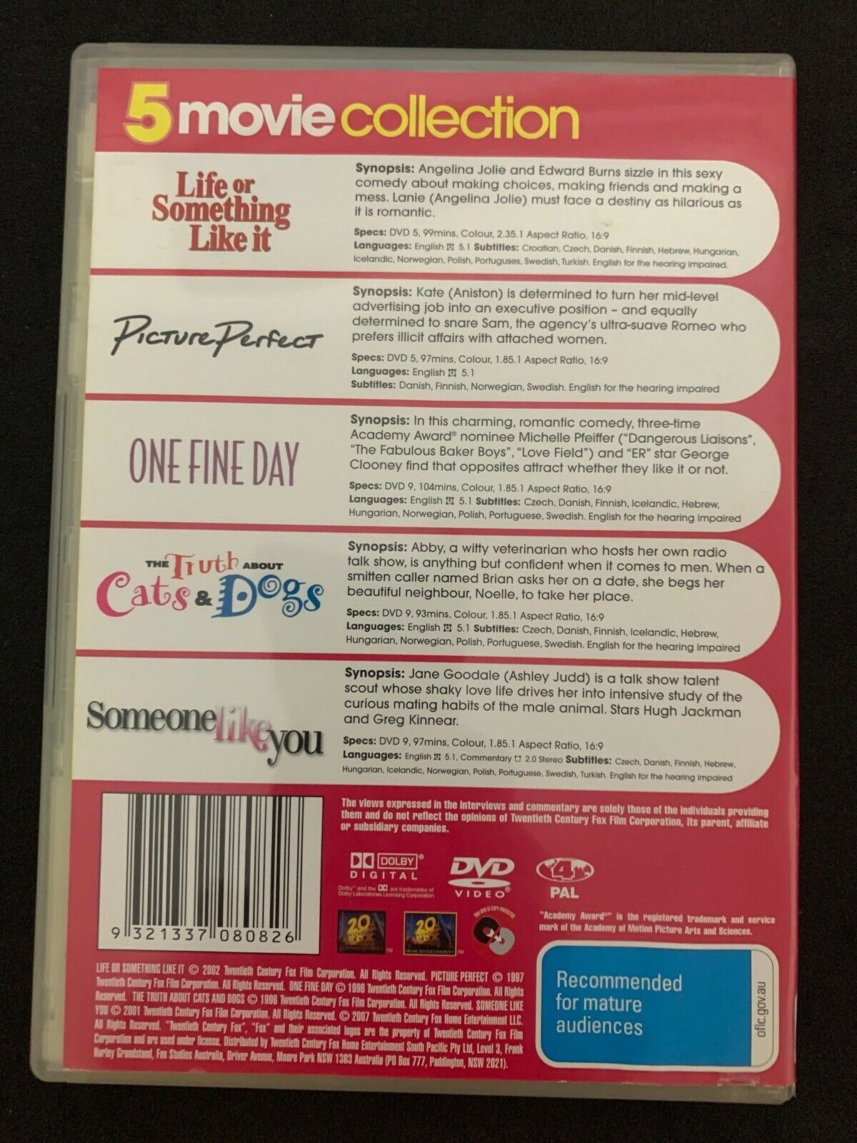 Life or Something Like It / Picture Perfect / Truth about Cats & Dogs + 5 DVD