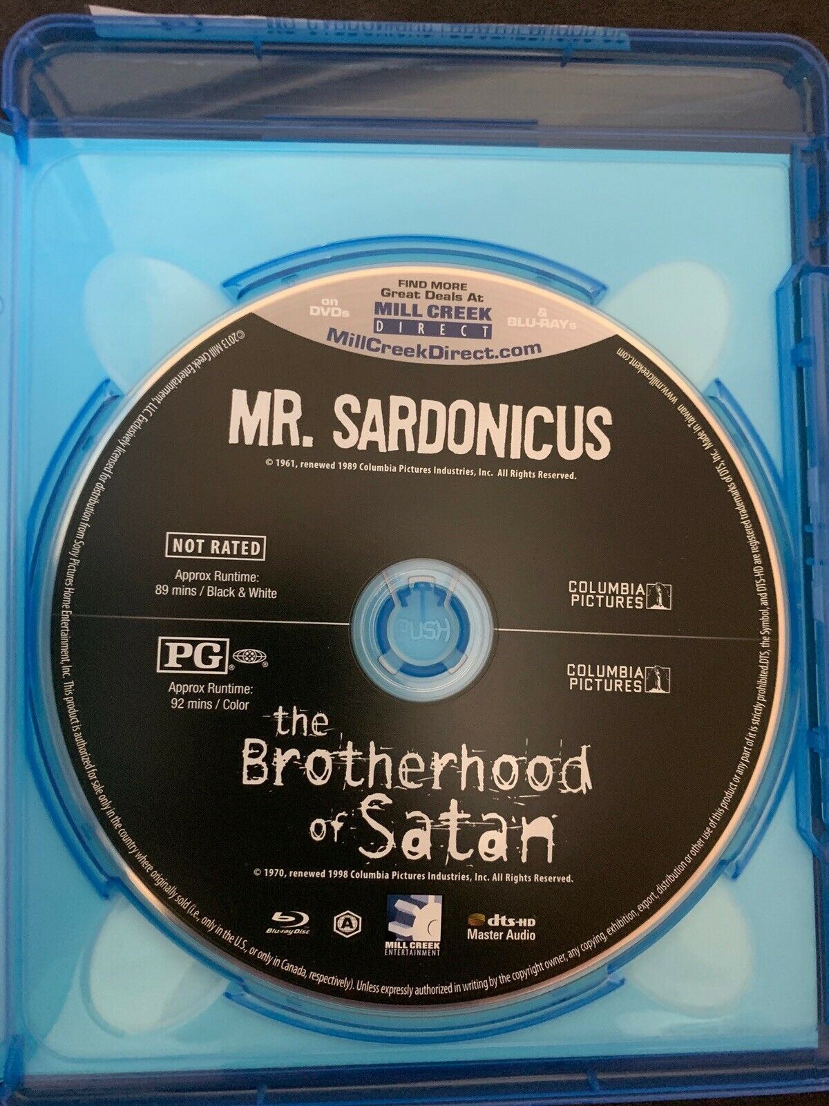 Mr. Sardonicus/The Brotherhood of Satan (Blu-ray Disc, 2013) Region A *RARE*