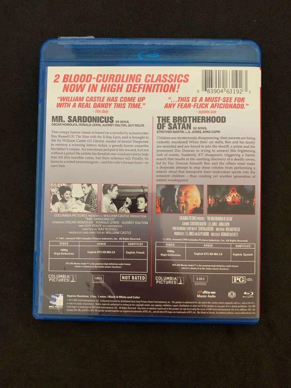 Mr. Sardonicus/The Brotherhood of Satan (Blu-ray Disc, 2013) Region A *RARE*