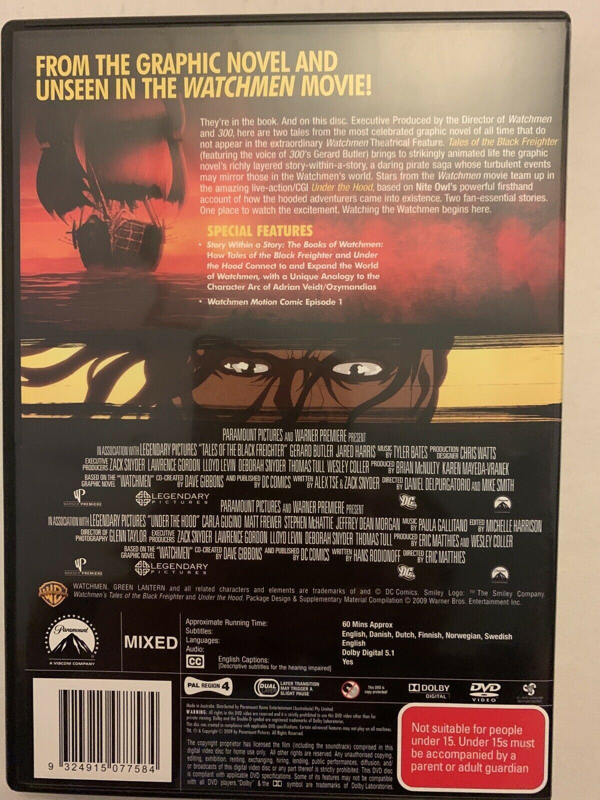 Watchmen - Tales of the Black Freighter (DVD, 2009) Region 4