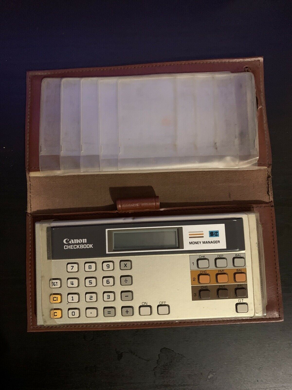 Vintage Canon Money Manager Checkbook LCD Calculator Wallet
