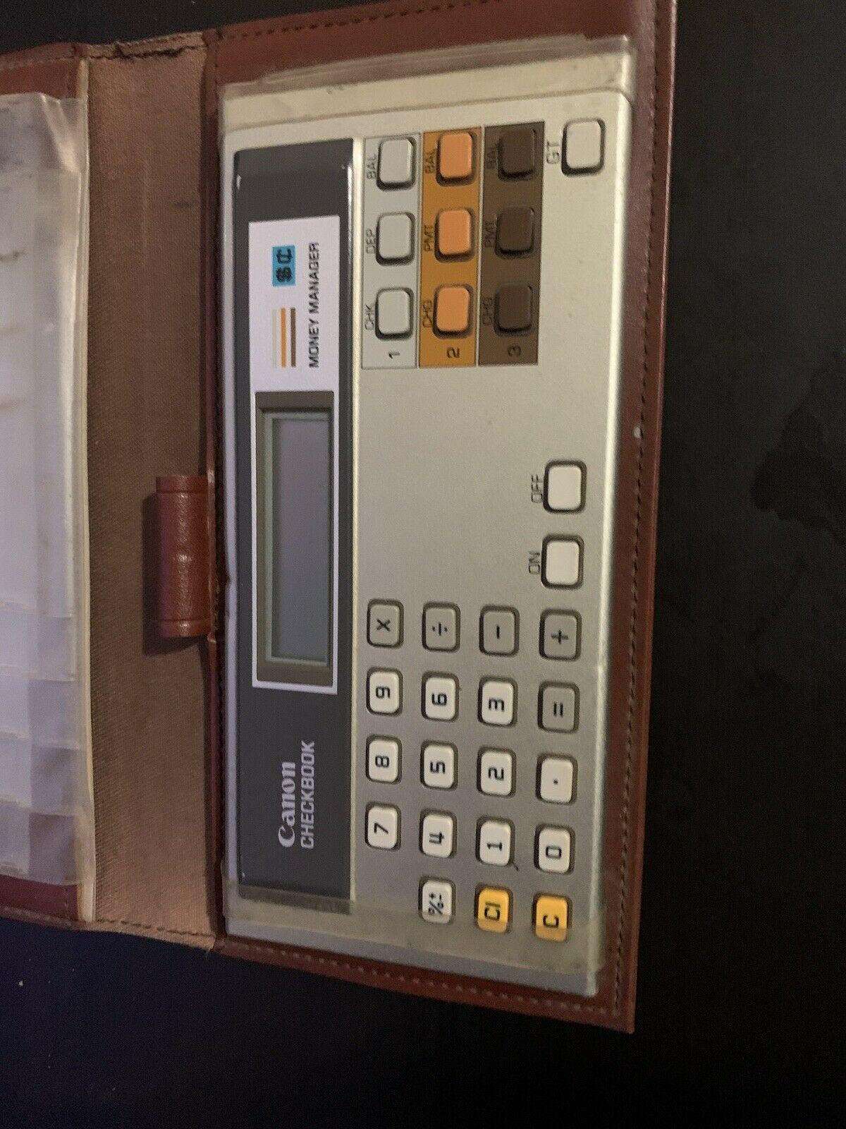 Vintage Canon Money Manager Checkbook LCD Calculator Wallet