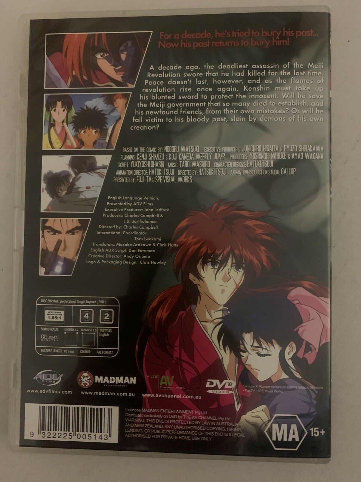 Samurai X The Motion Picture (DVD, 2001) Rurouni Kenshin. Region 4,2