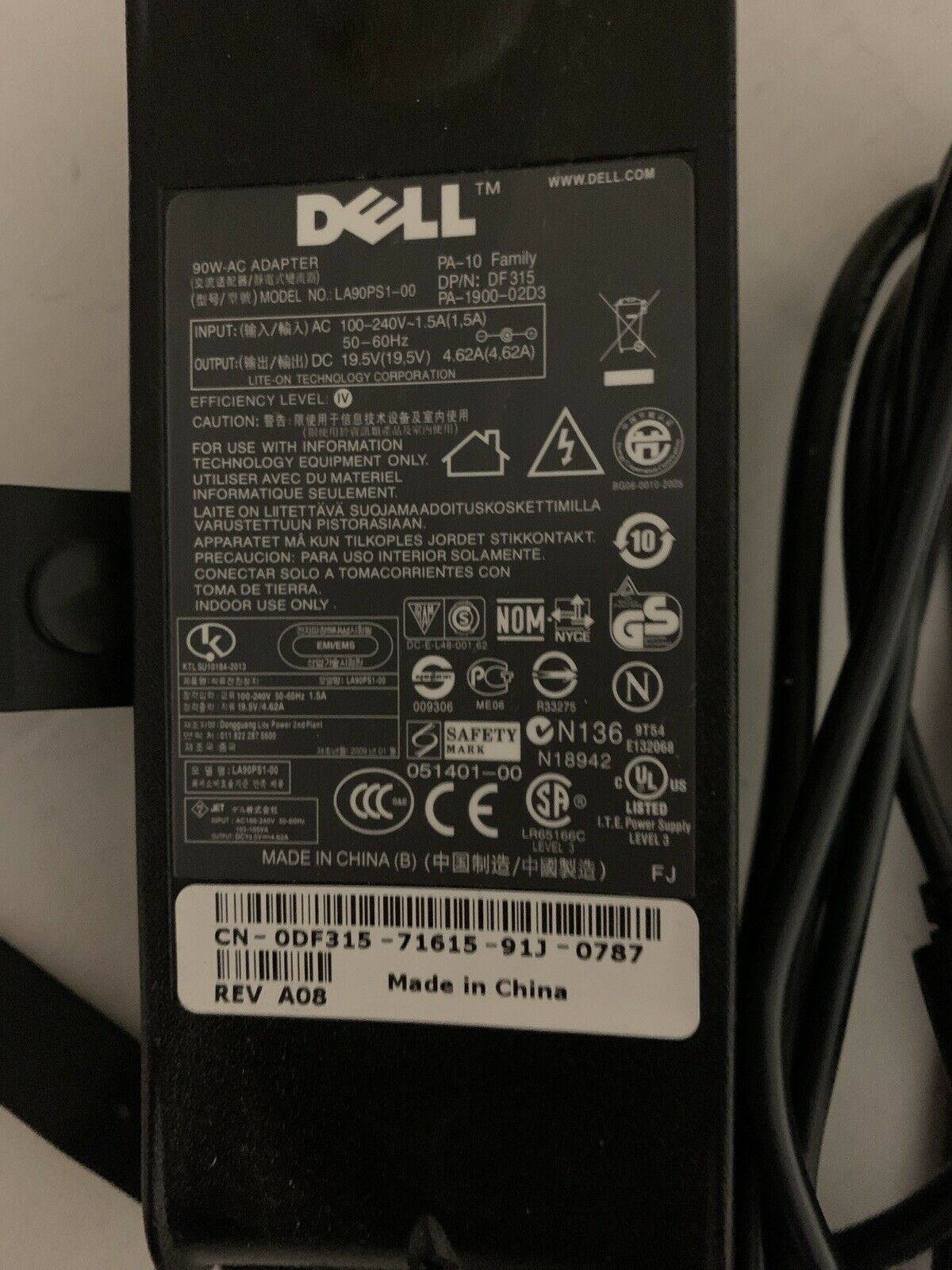 Genuine DELL AC Power Adaptor PA-10;Output:19.5V,4.62A;90W