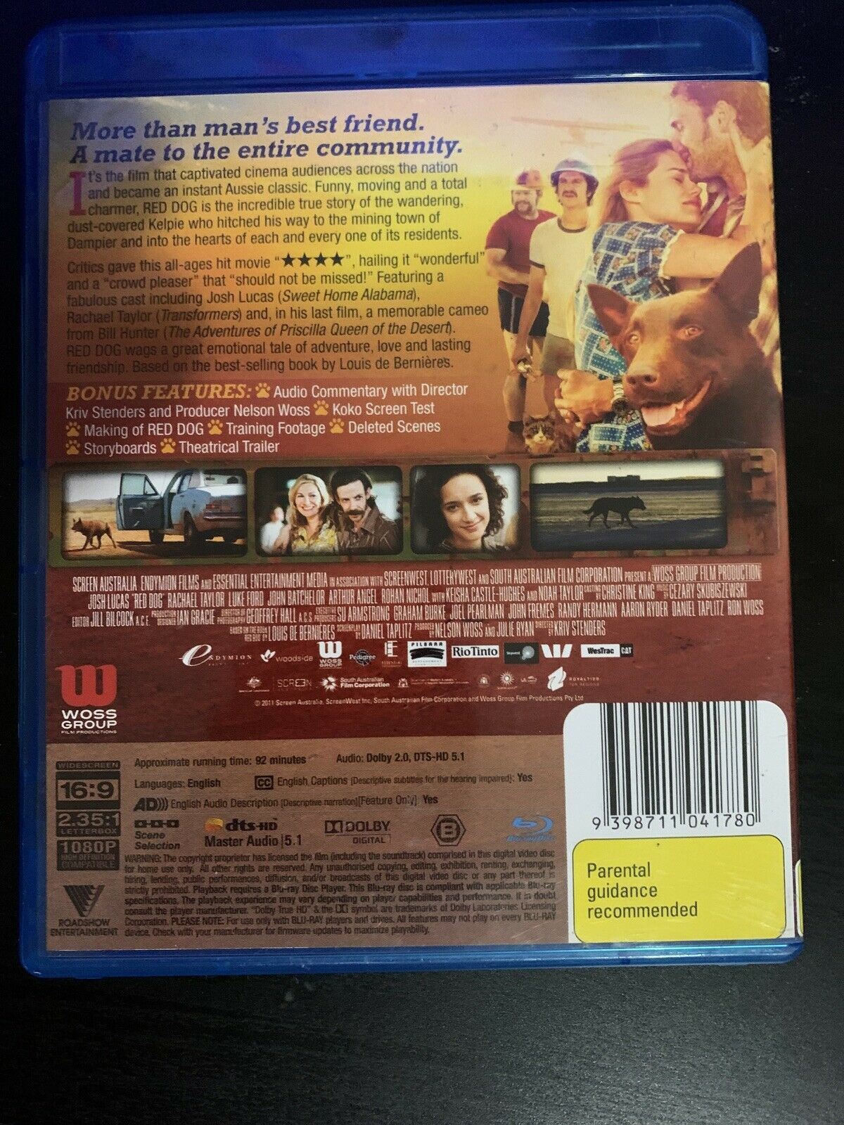 Red Dog (Blu-ray, 2011) Josh Lucas, Rachael Taylor. Aussie True Story. Region B