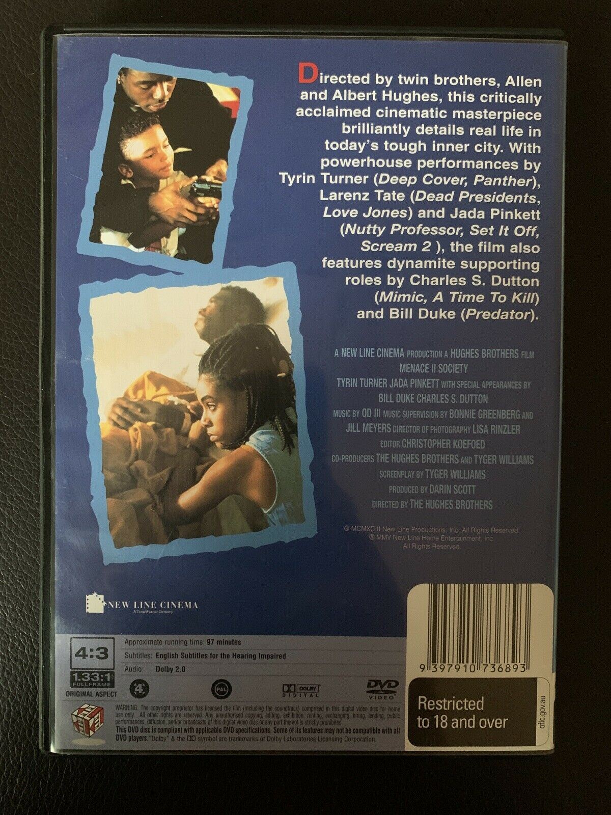 Menace II Society (DVD, 1993) Tyrin Turner, Jada Pinkett. Region 4