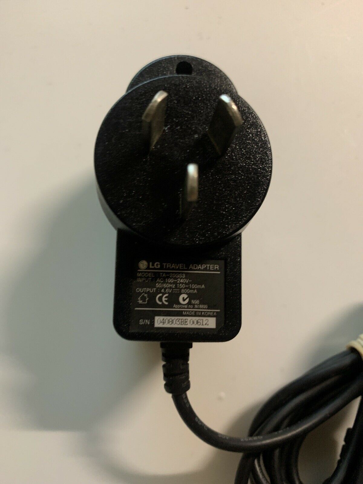 Genuine LG TA-20GS3 Travel Adapter 4.6V 800mA