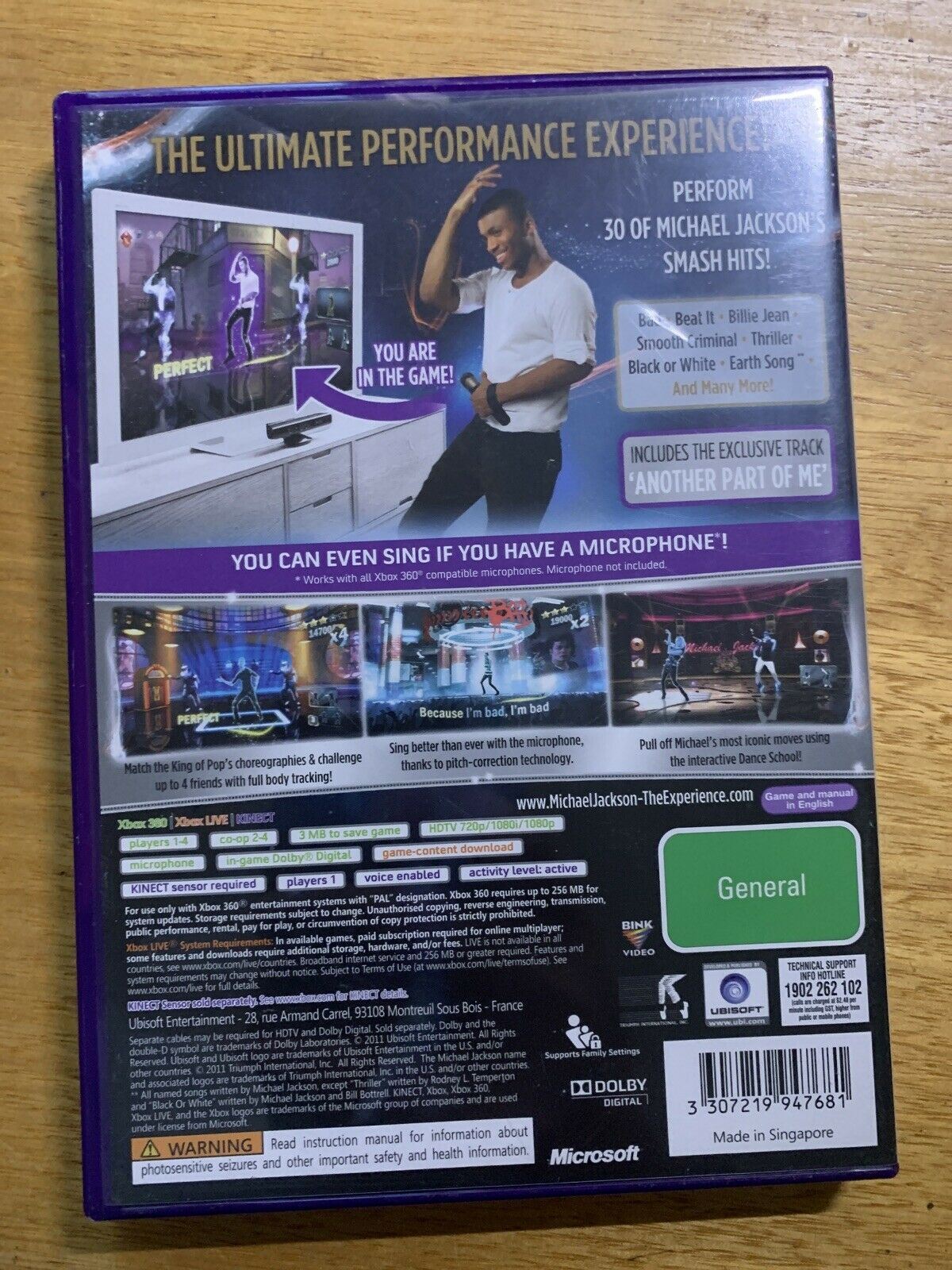 Kinect Camera + Michael Jackson The Experience for XBOX 360 with Manual