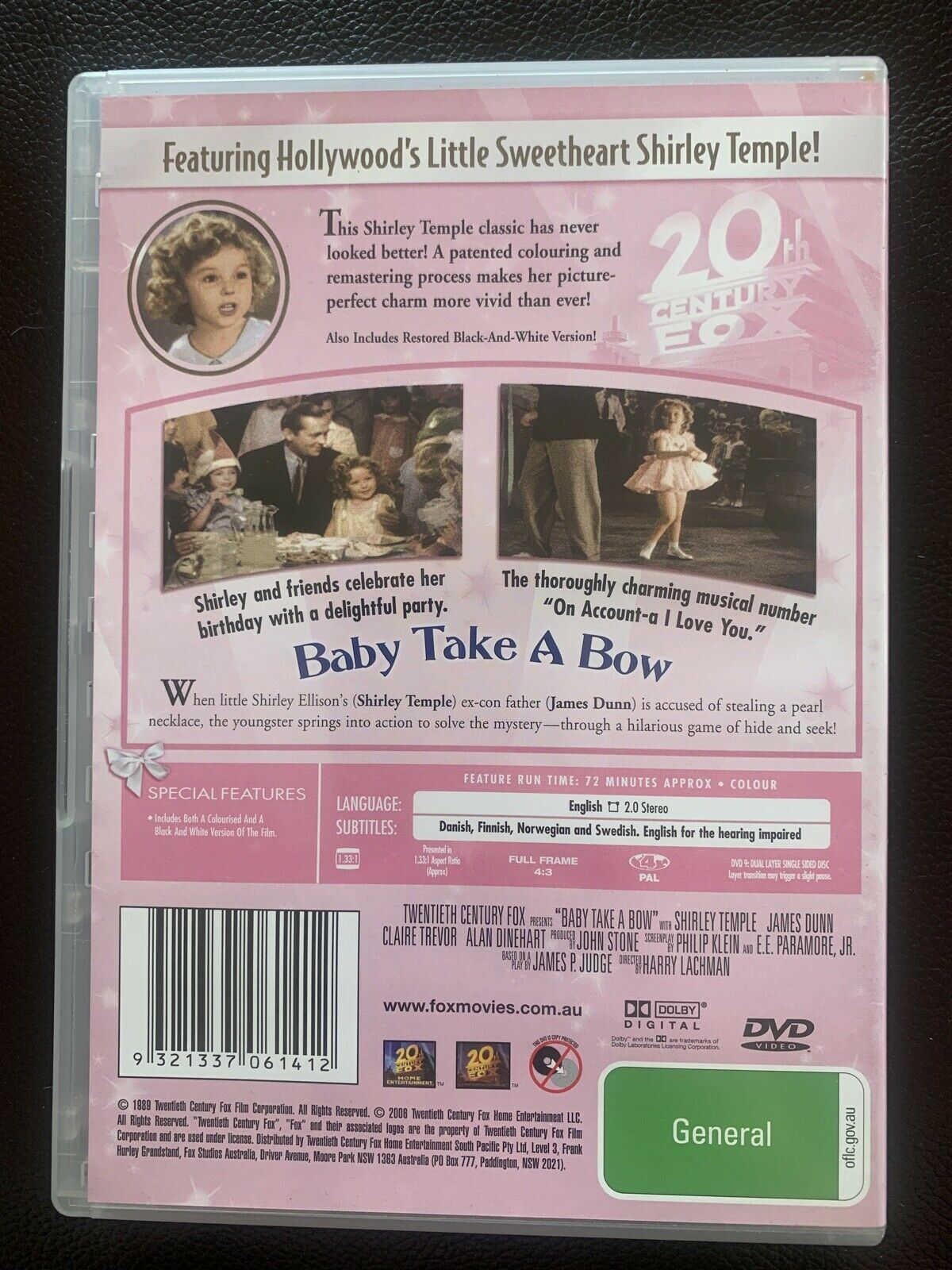 Baby, Take A Bow (DVD, 1934) Shirley Temple. Region 4