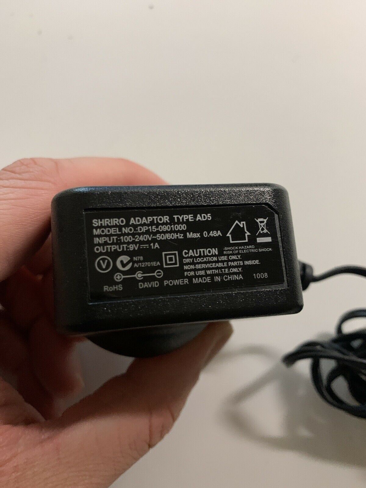 Shiriro Keyboard Casio Adapter Type AD5 9v 1A Power Supply DP15-0901000