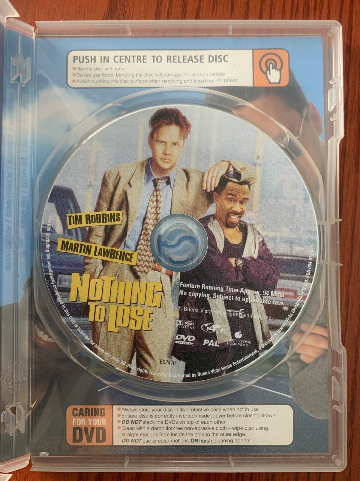 Nothing To Lose (DVD,1997) Martin Lawrence, Tim Robbins - Region 4