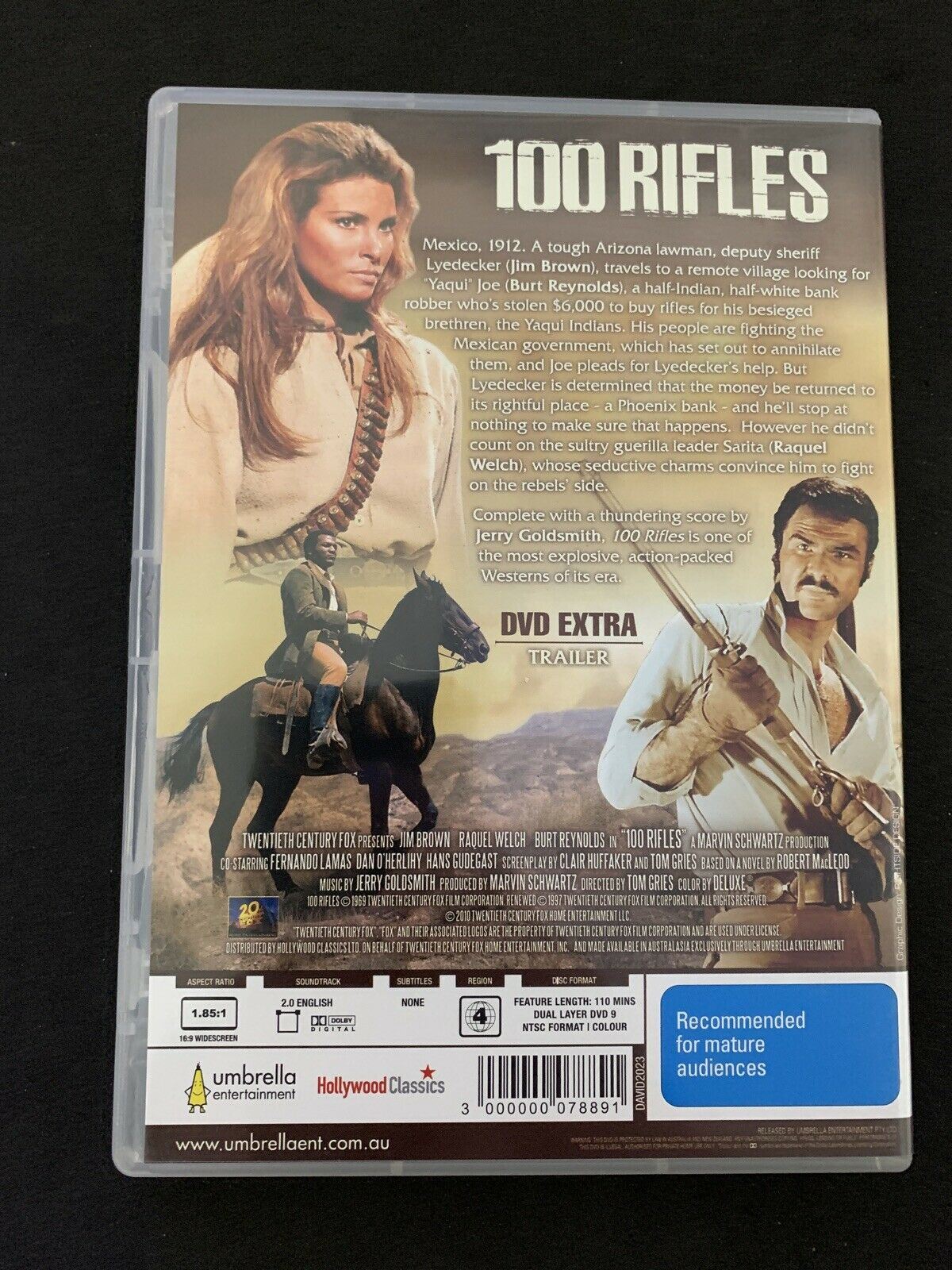 100 Rifles (DVD, 1969) Burt Reynolds, Raquel Welch. Region 4