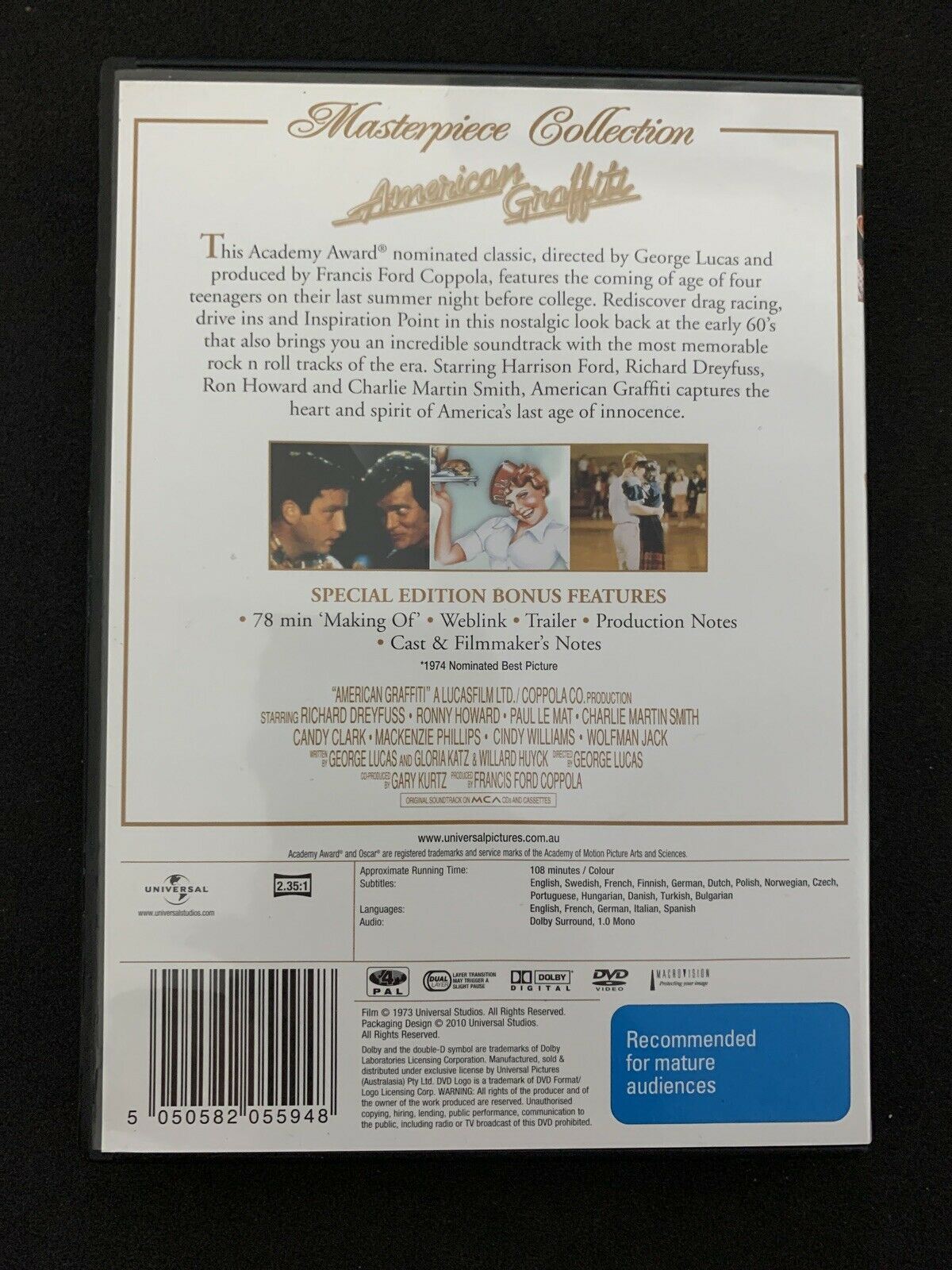 American Graffiti (DVD, 1973) George Lucas. Region 4