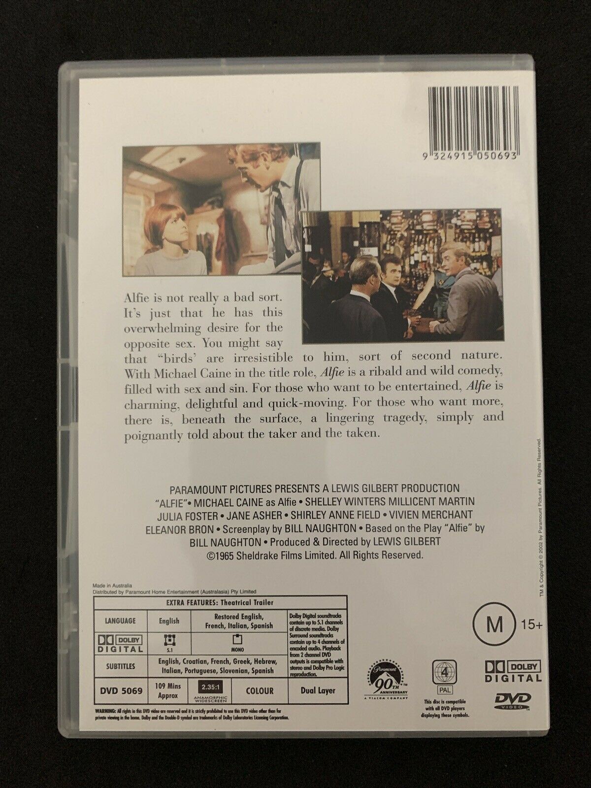 Alfie (DVD, 1966) Michael Caine. Region 4