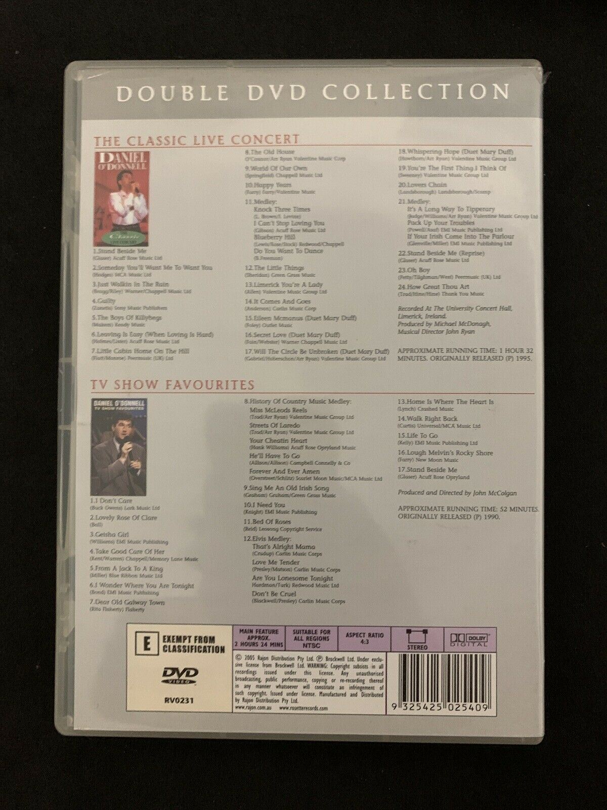 Daniel O'Donnell Double DVD Collection - The Classic Live Concert + TV Show DVD