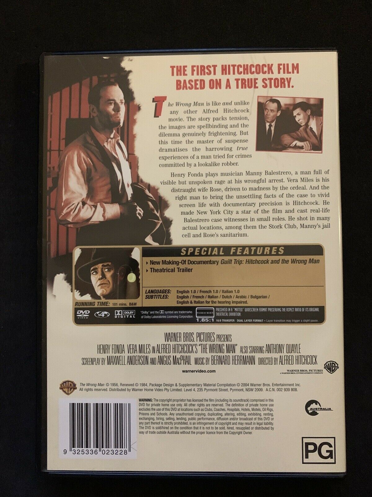 Alfred Hitchcock's The Wrong Man (DVD, 1956) Henry Fonda, Vera Miles - Region 4