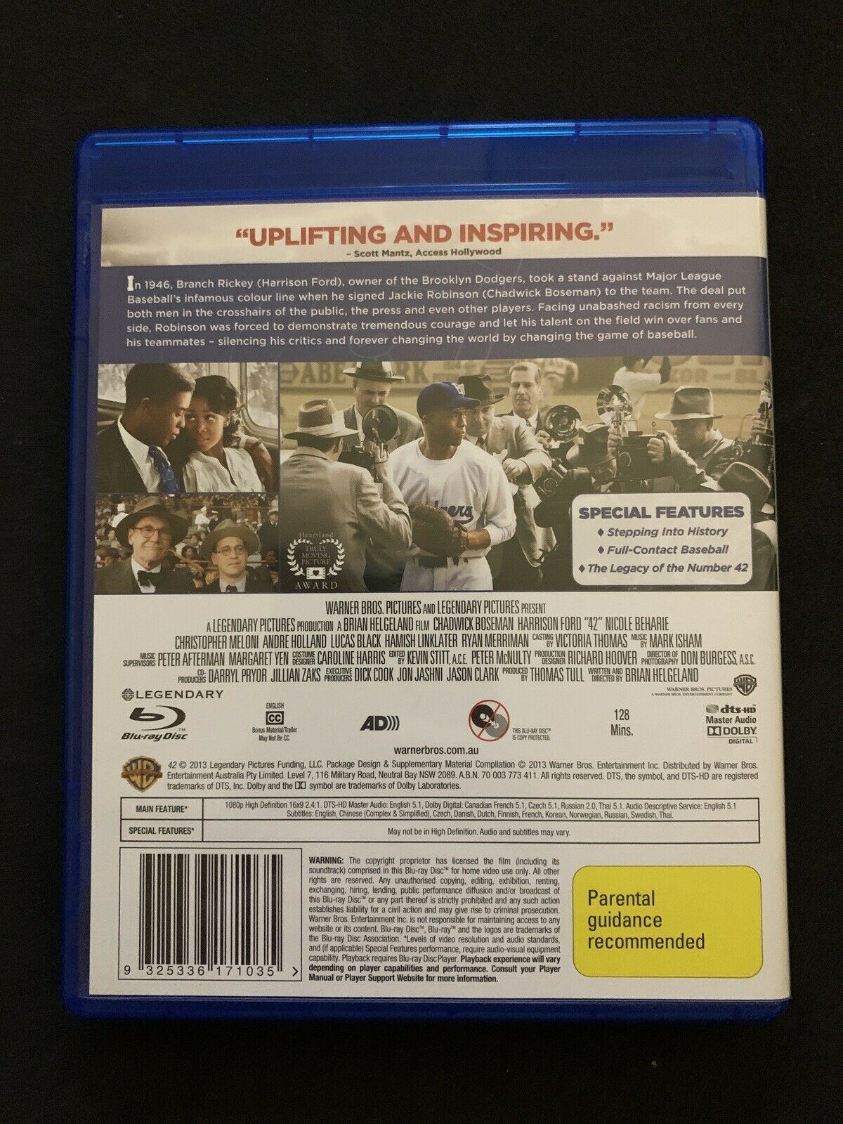 42: The Jackie Robinson Story (Blu-ray, 2013) Chadwick Boseman, Harrison Ford
