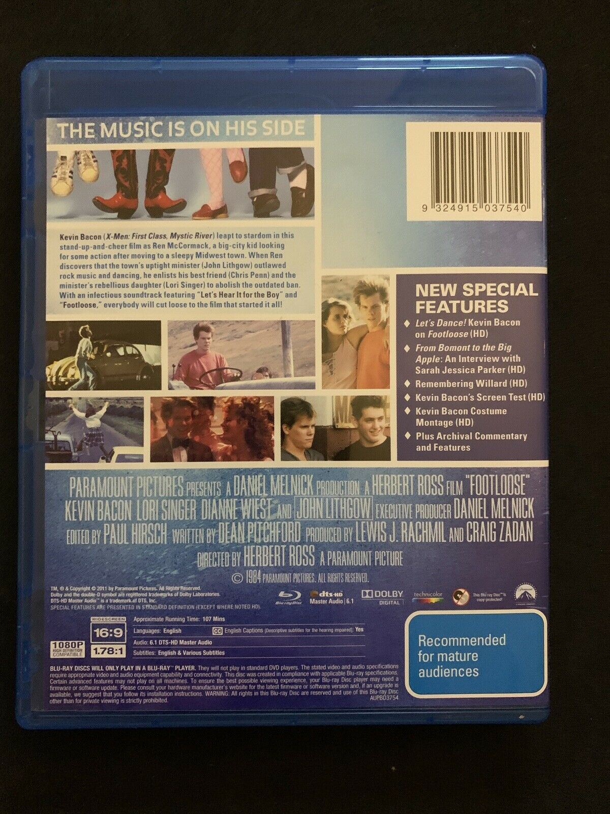 Footloose (Blu-ray, 1984) Kevin Bacon, Lori Singer, John Lithgow