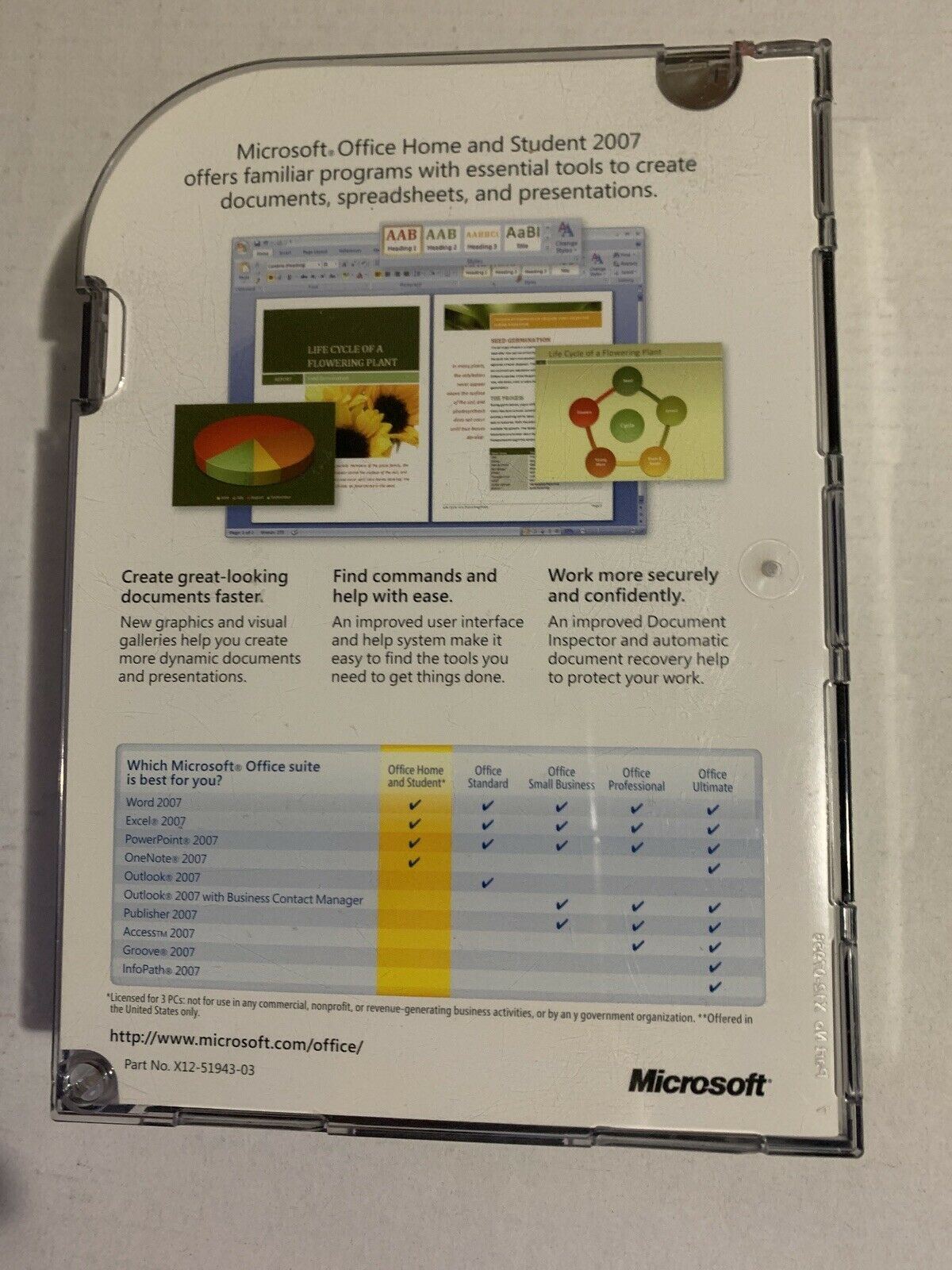 Microsoft Office Home And Student 2007 PC Windows DVD