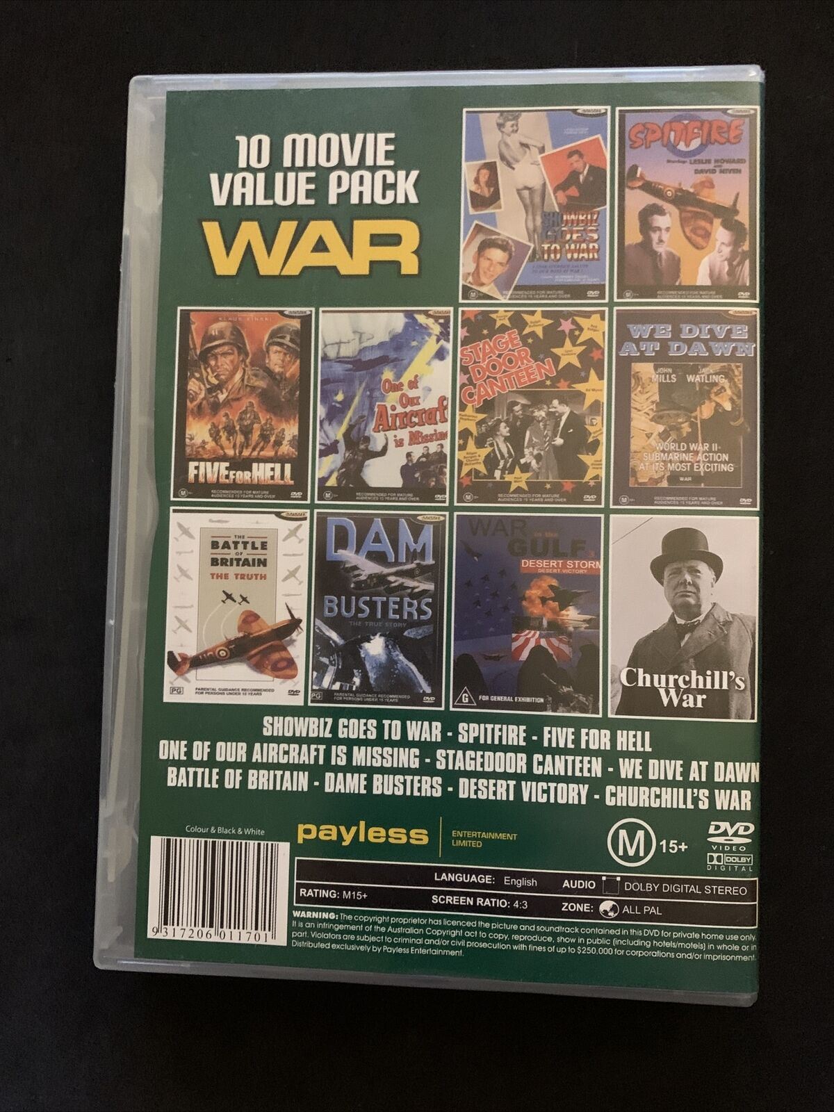 10 Movie Value Pack: WAR Bogart, Niven, Kinski, Ustinov DVD 4-Disk Set RARE