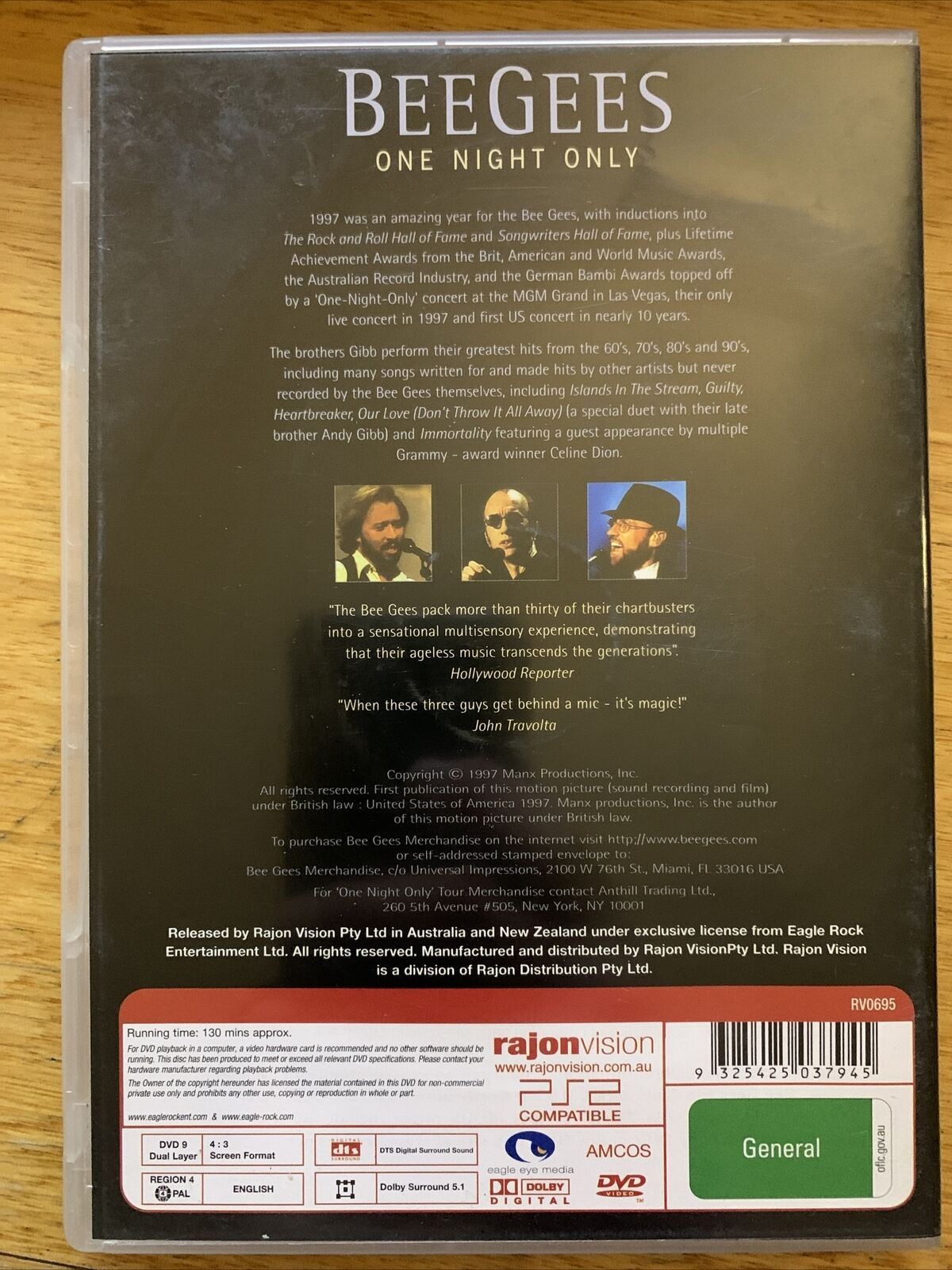 Bee Gees - One Night Only (DVD, 1997) Region 4