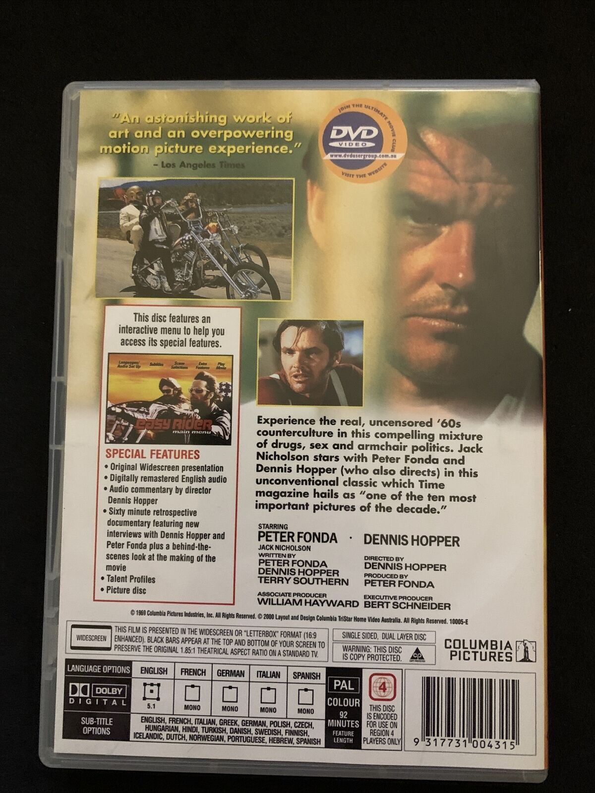 Easy Rider - Collector's Edition (DVD, 1969) Peter Fonda, Dennis Hopper Region 4
