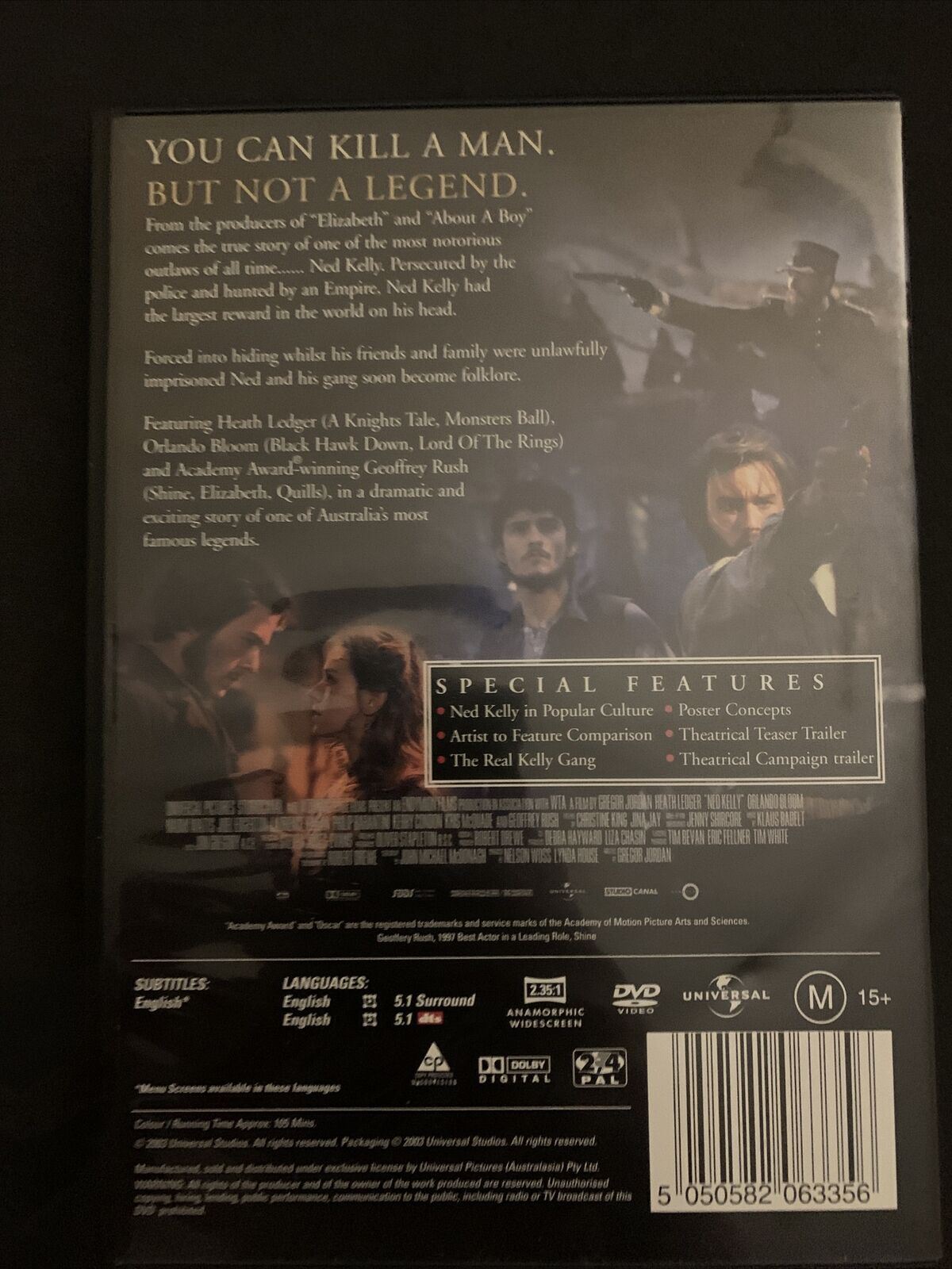 Ned Kelly (DVD, 2003) Heath Ledger, Orlando Bloom, Geoffrey Rush - Region 2 & 4