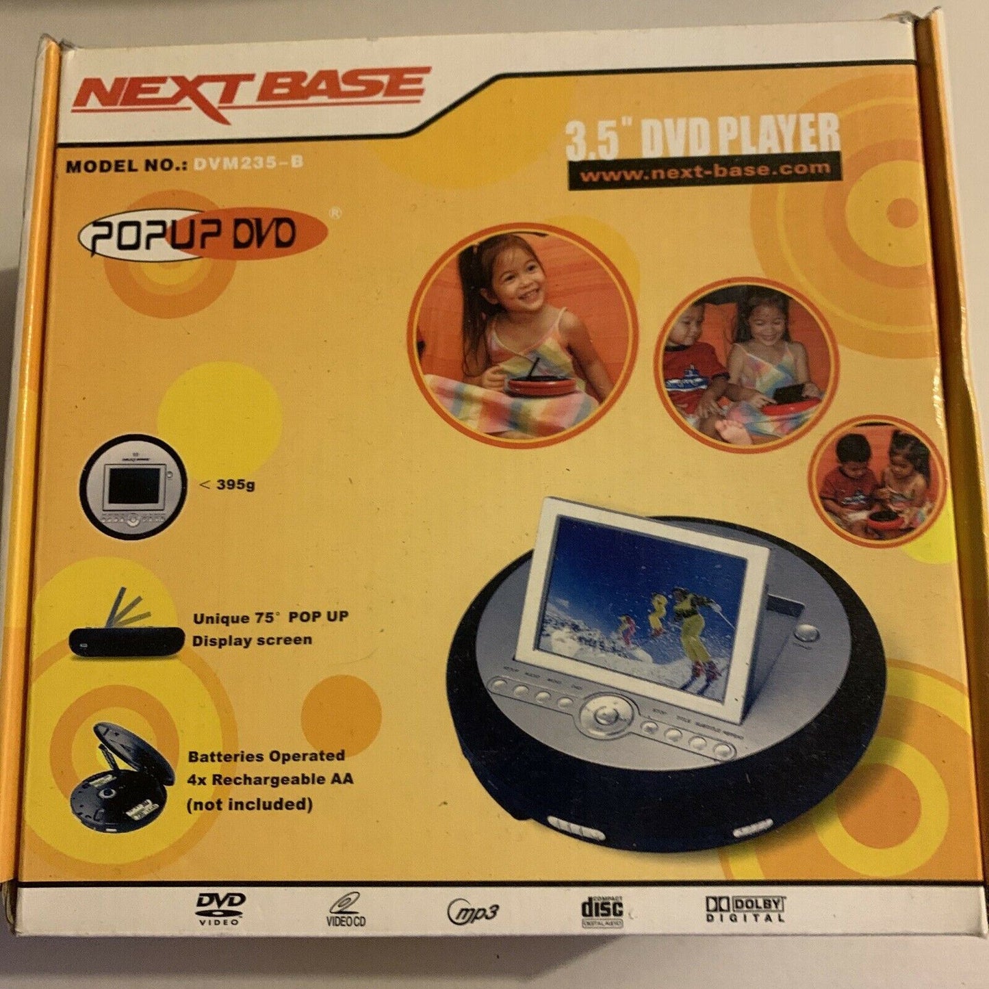 Next Base 3.5 Pop-up Portable DVD/CD MP3 Player With Car Charger And Headphones
