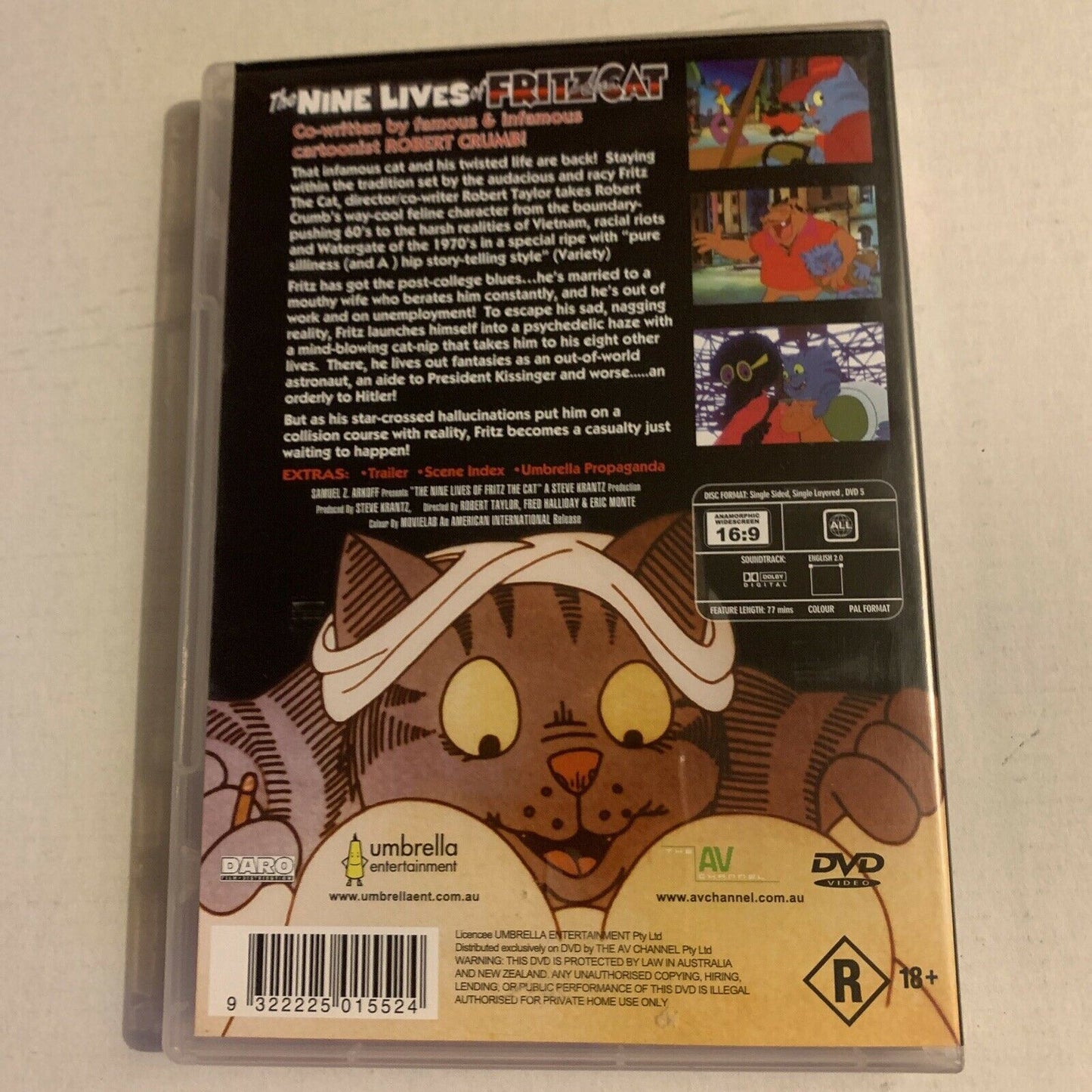 The Nine Lives Of Fritz The Cat (DVD, 1974) Robert Crumb. Region Free
