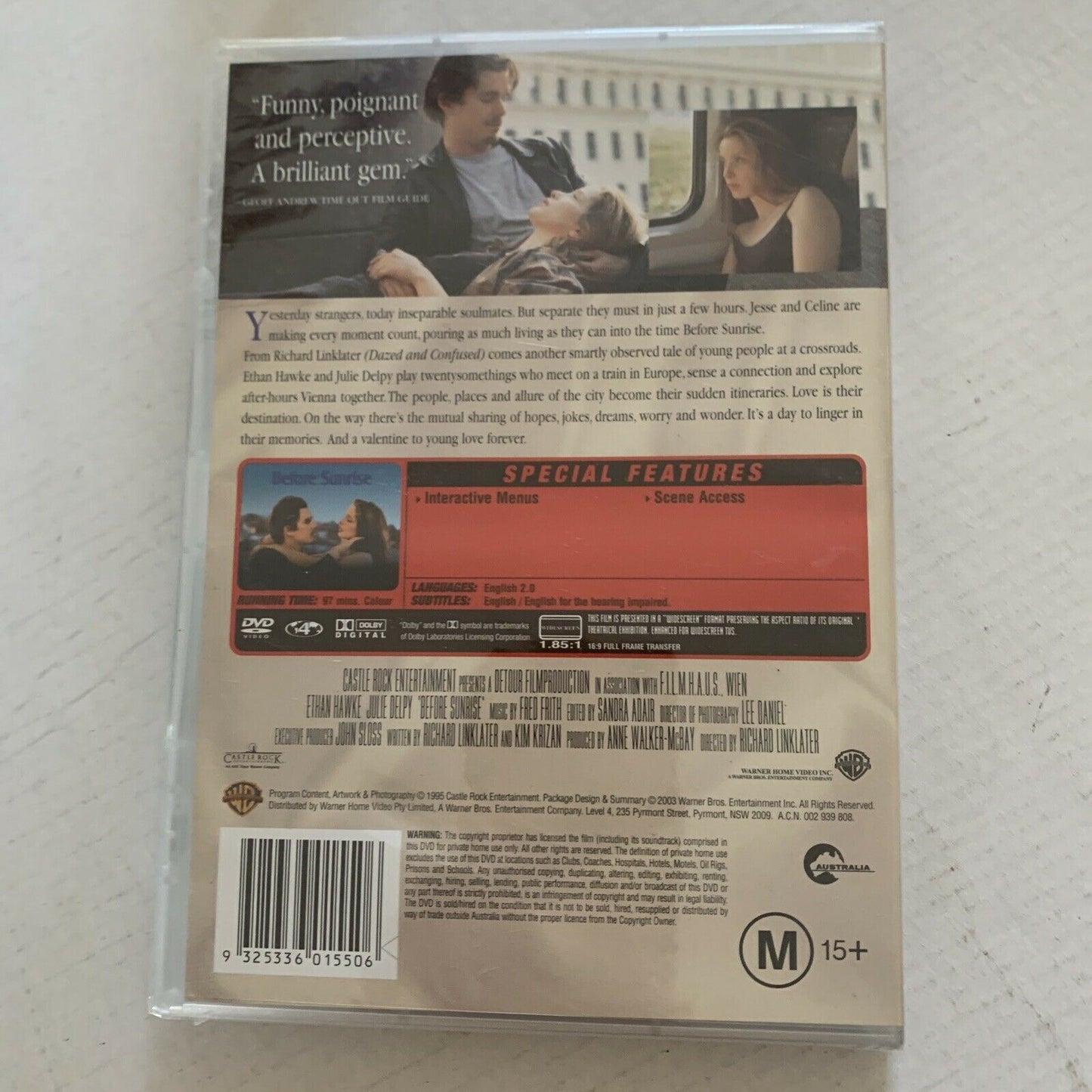 *New Sealed* Before Sunrise (DVD, 1995) Ethan Hawke, Julia Delpy. Region 4