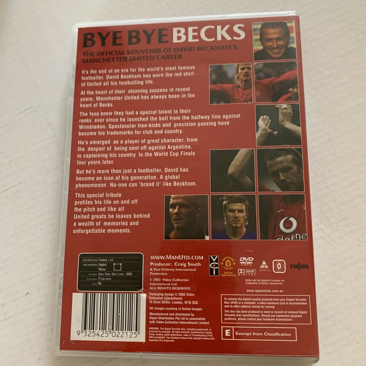 Bye Bye Becks - Official Souvenir Of David Beckham's Man United (DVD, 2003)