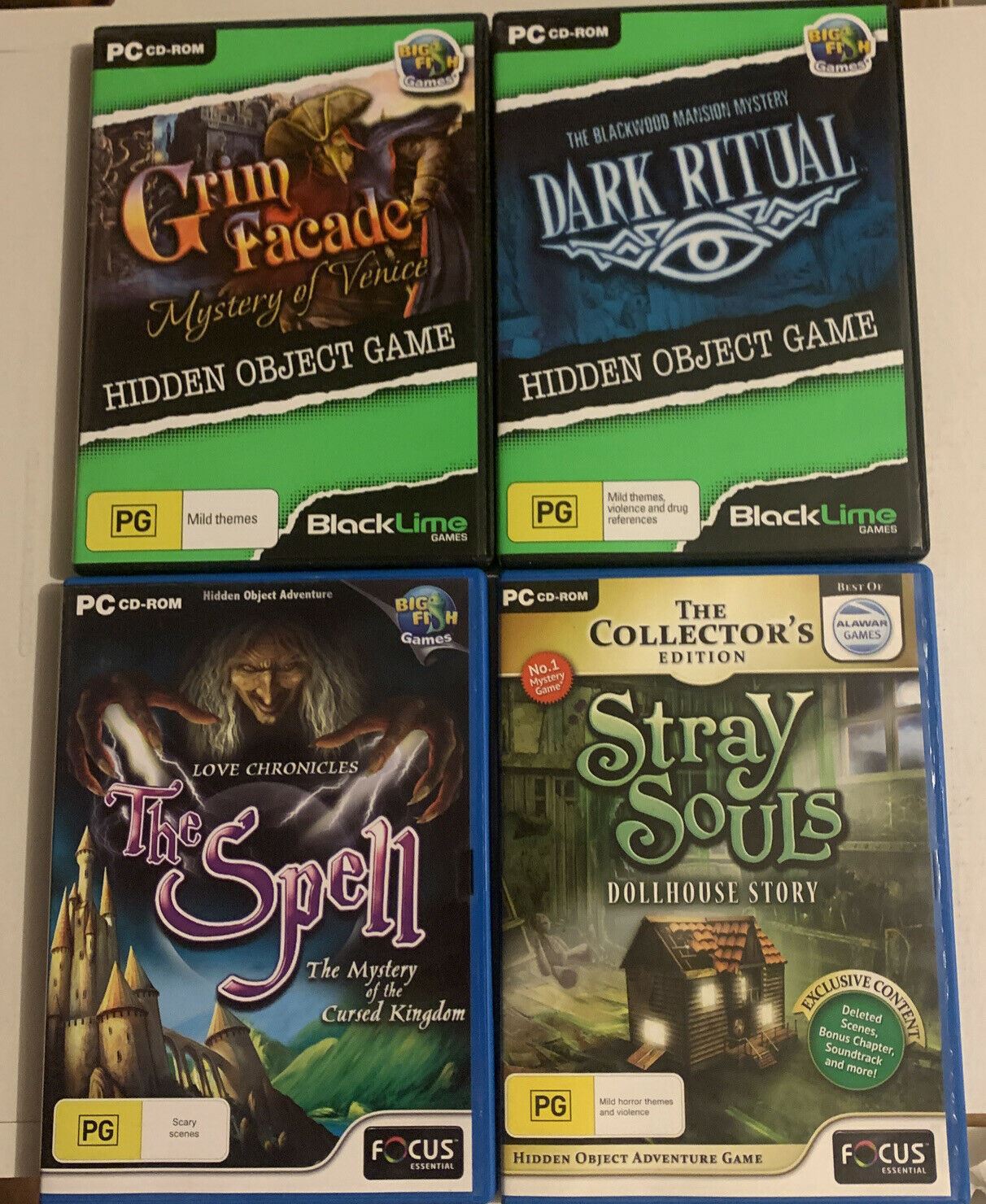 4x Hidden Object Game PC: Grim Facade, Dark Ritual, The Spell, Stray F –  Retro Unit