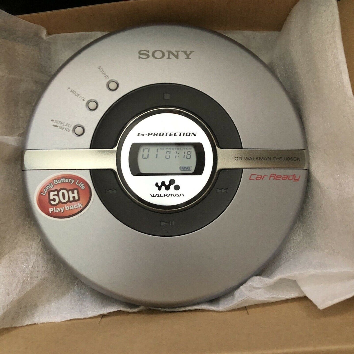 Sony CD Walkman D-EJ106CK Portable Discman Player G-Shock Protection, Mega Bass