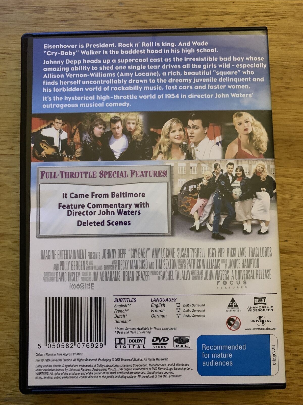 Cry Baby - Special Edition (DVD, 1990) Johnny Depp, Ricki Lake. Region 4&2