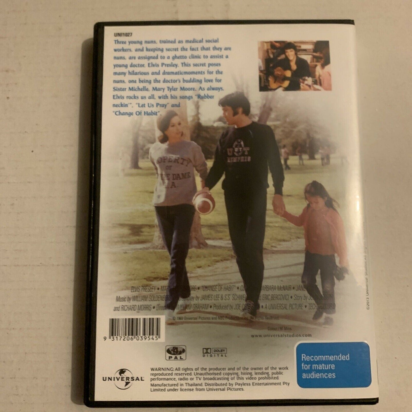 Change Of Habit (DVD, 1969) Elvis Presley, Mary Tyler Moore. Region 4