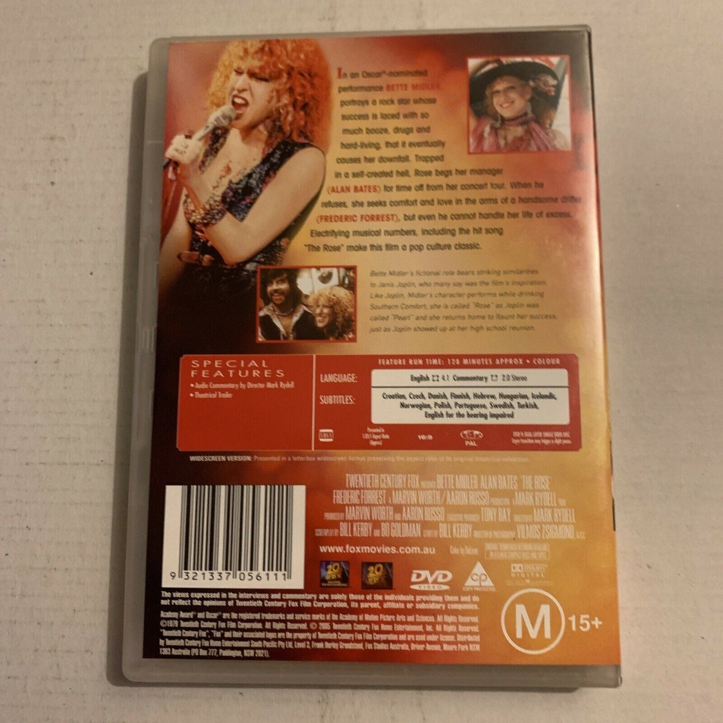 The Rose (DVD, 1979) Bette Midler, Alan Bates, Frederic Forrest. Region 4,2