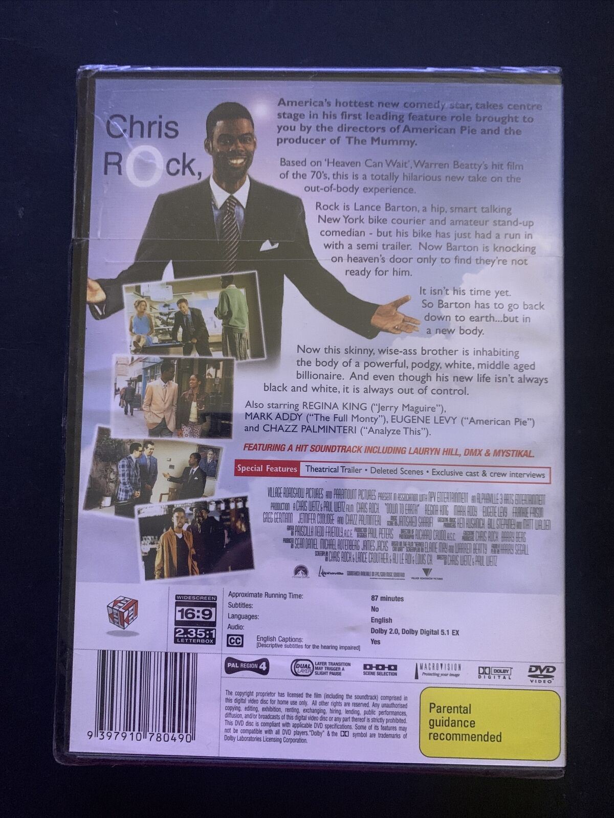 *New Sealed* Down To Earth (DVD, 2001) Chris Rock, Regina King. Region 4