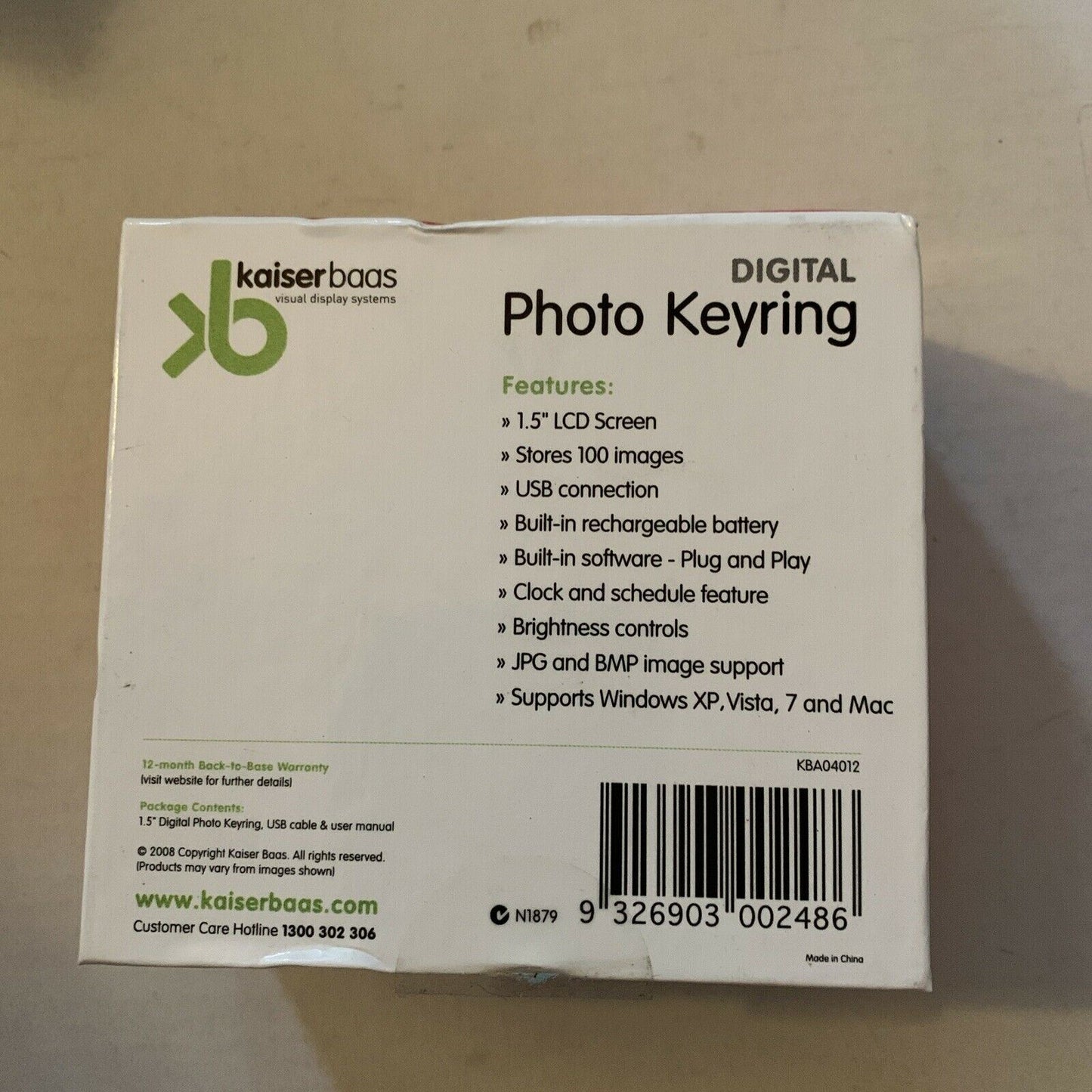 Kaiser Baas Photo Keyring Digital 1.5 inch LCD Screen Red