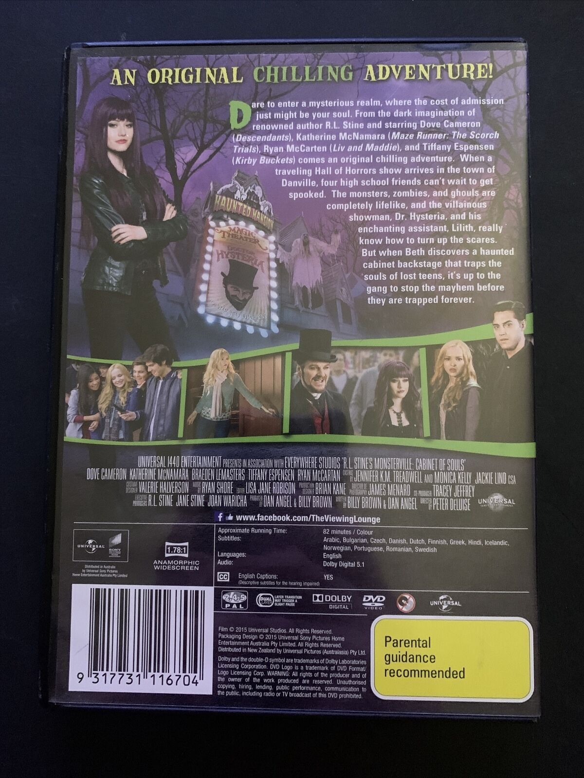 R.L. Stine's Monsterville: Cabinet of Souls (DVD, 2015) Dove Cameron. Region 4&2