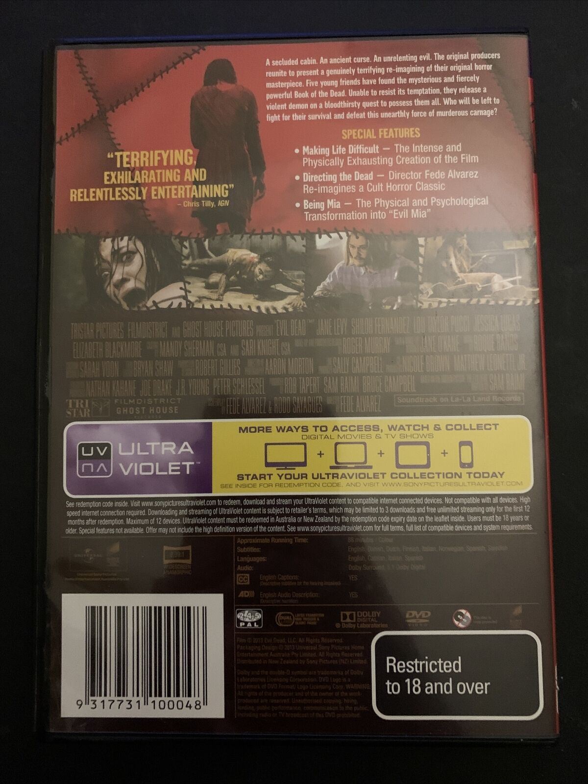 Evil Dead (DVD, 2013) Jane Levy, Shiloh Fernandez, Jessica Lucas. Region 4,2,5