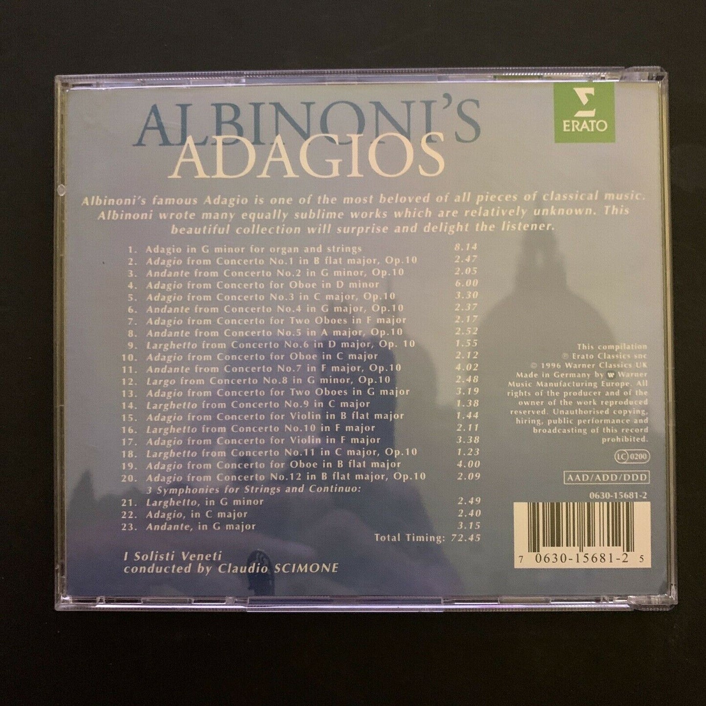 Albinoni's Adagios (CD, 1996, Erato) Album