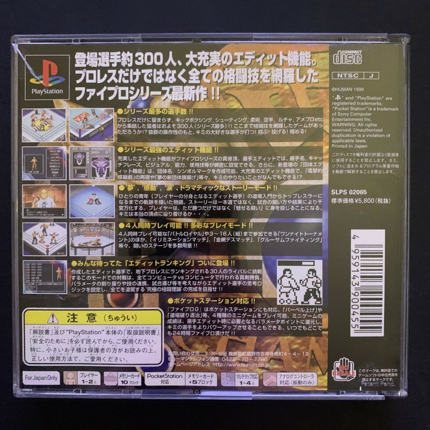 Fire Pro Wrestling G - Playstation PS1 NTSC-J Japan Wrestling Game