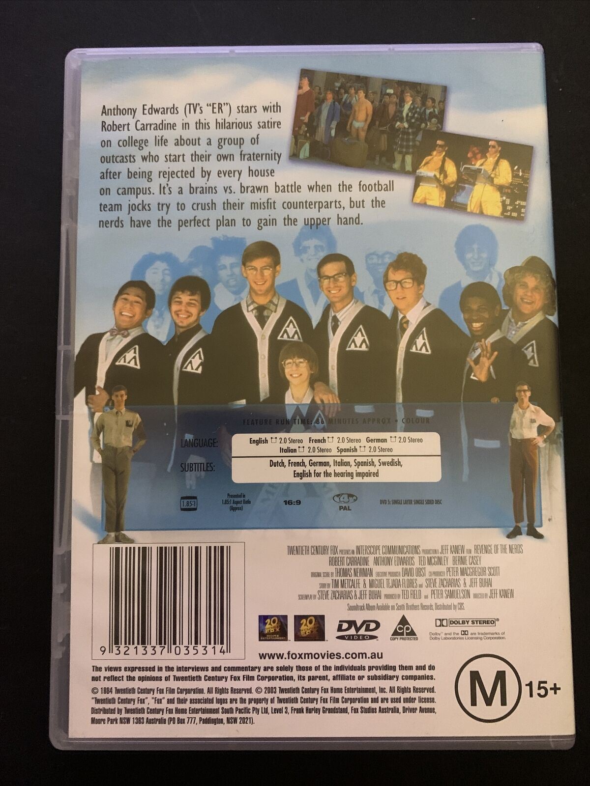 Revenge Of The Nerds (DVD, 1984) Robert Carradine, Anthony Edwards. Region 4&2