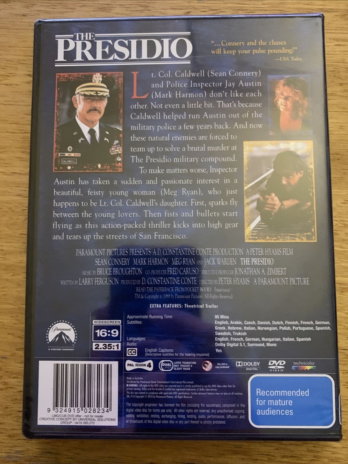 *New Sealed* The Presidio (DVD, 1988) Sean Connery, Meg Ryan. Region 4