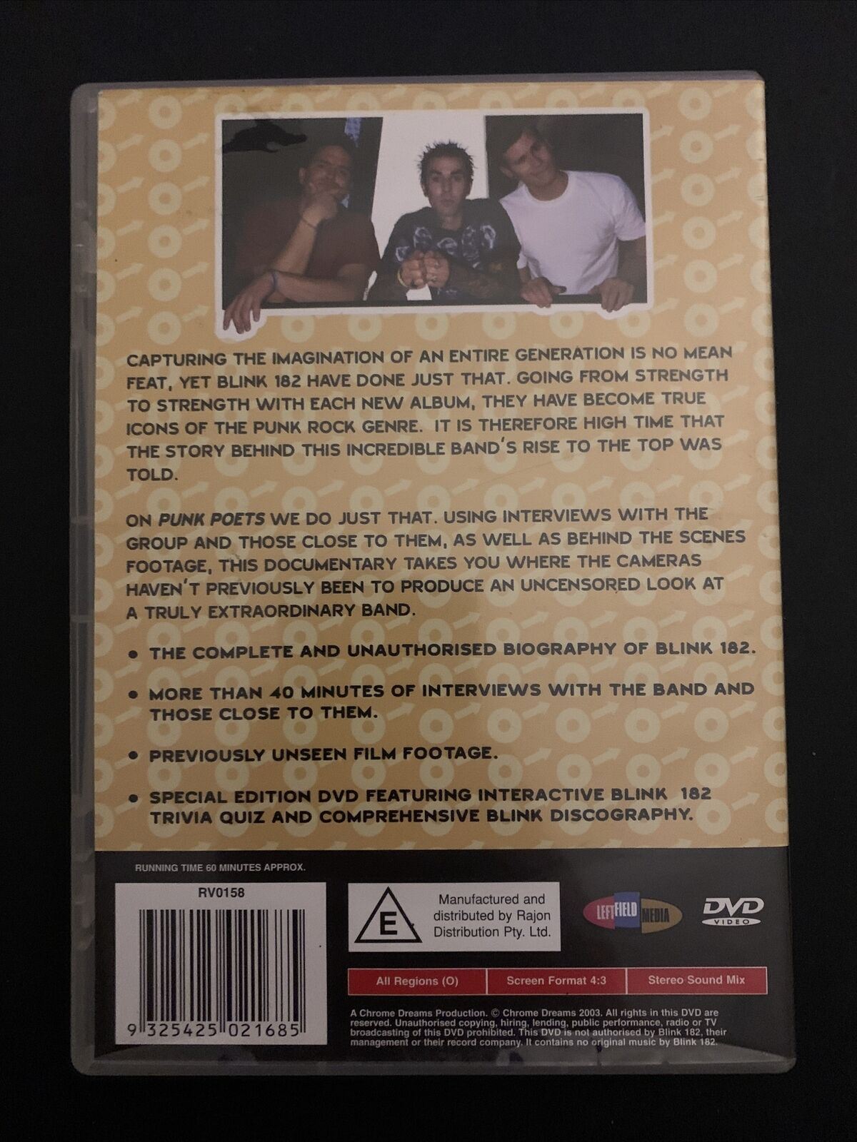 Blink 182 - Punk Poets (DVD, 2003) Unauthorised Documentary. All Regions