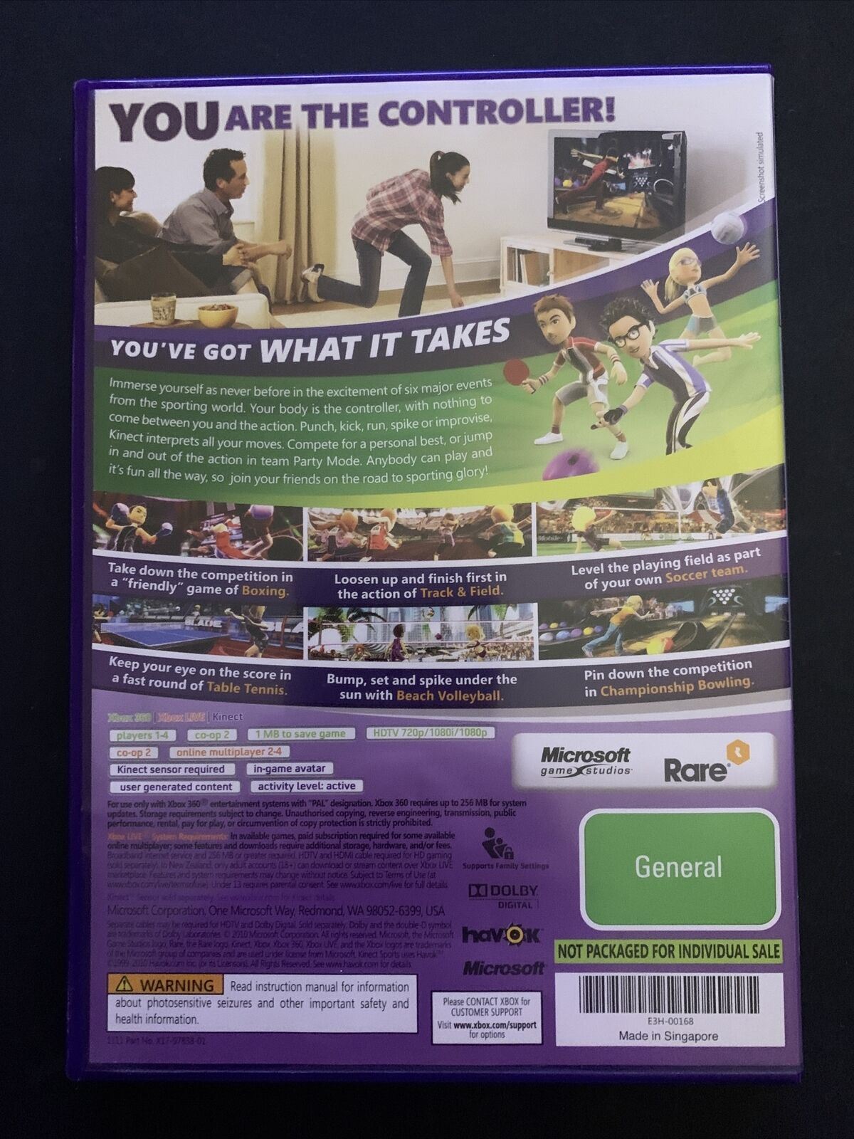 Kinect Sports - Microsoft Xbox 360 PAL Game - Soccer, Volleyball, Table Tennis
