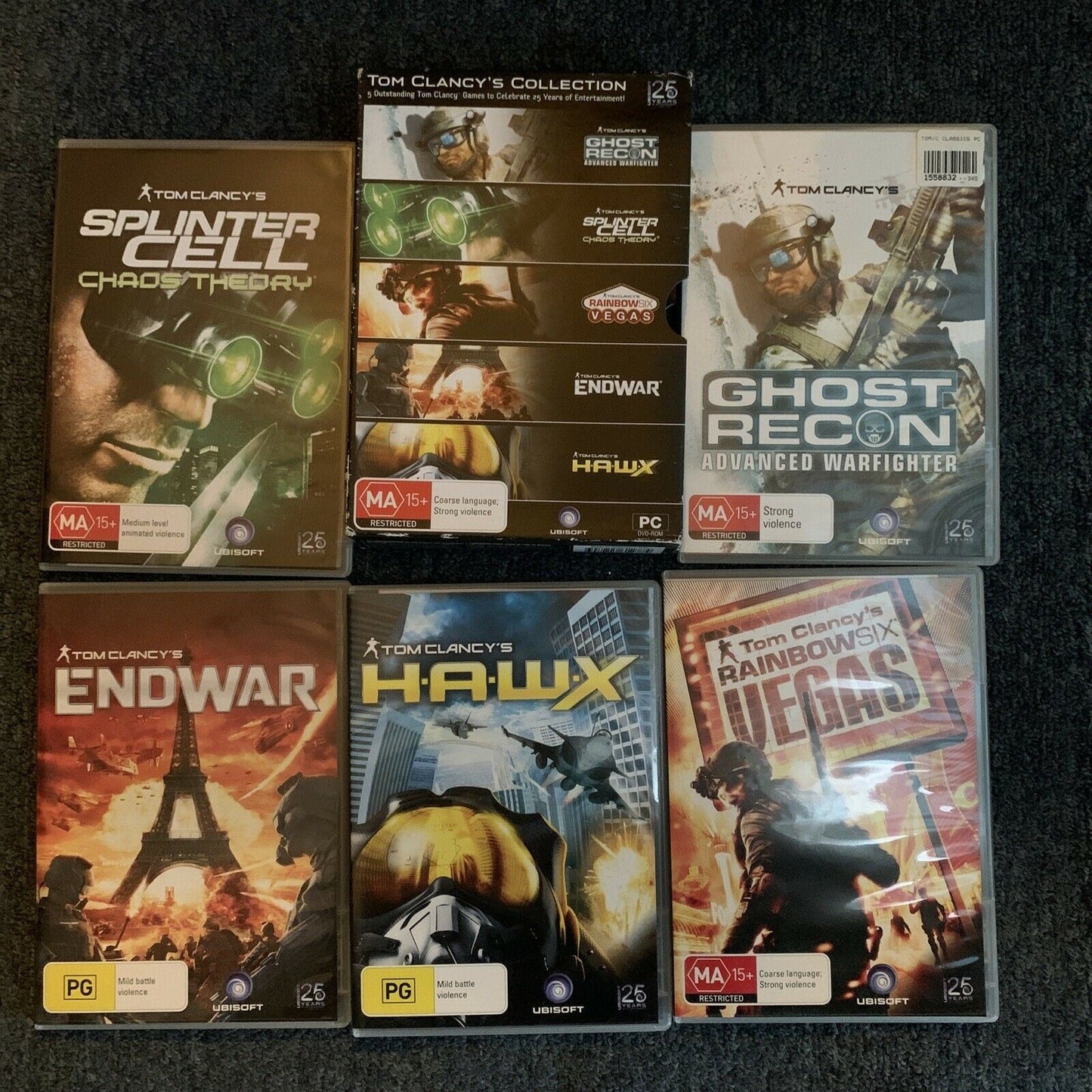 TOM CLANCY'S COLLECTION 5 PC DVD GAMES  - ubisoft 25years -  Rare