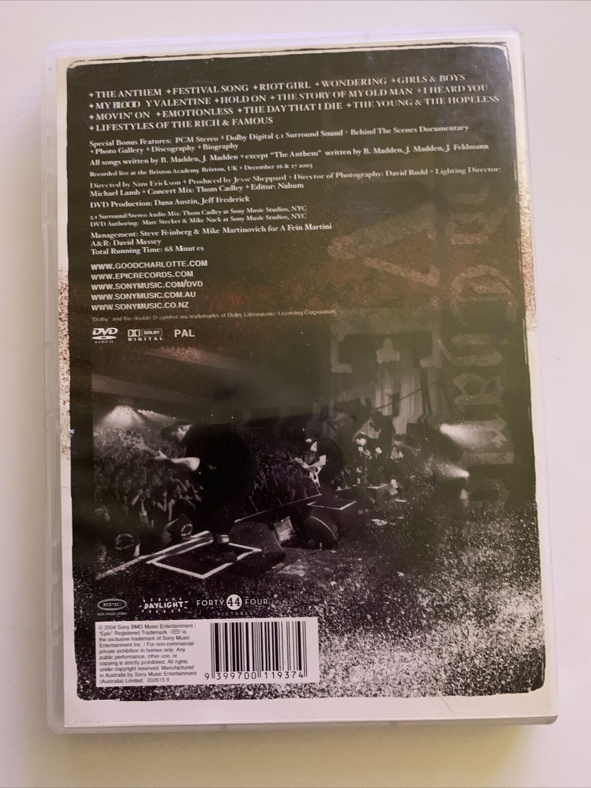 Good Charlotte - Live At Brixton Academy (DVD, 2004) All Regions