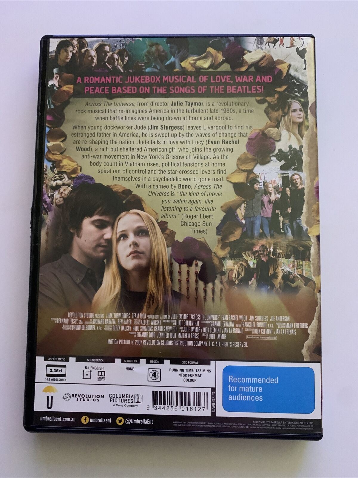 Across The Universe (DVD, 2007) Evan Rachel Wood, Jim Sturgess, Joe Anderson