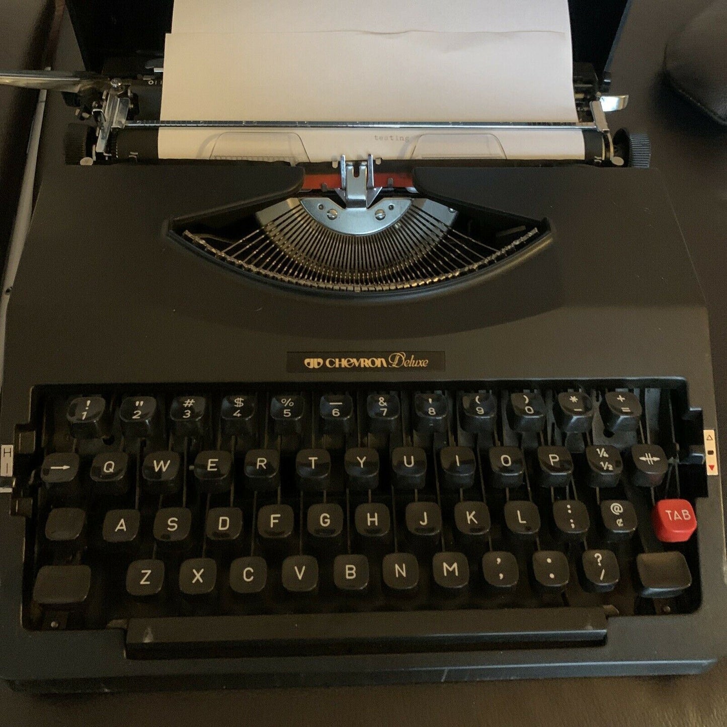 Vintage Chevron Deluxe Typewriter with Case - Portable Typewriter